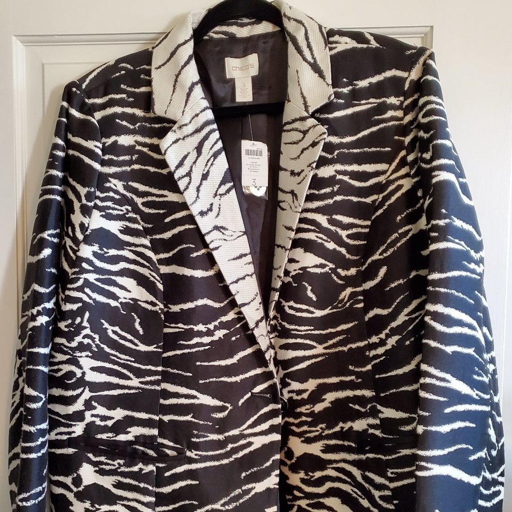 🥳FINAL PRICE👍🦓🧥 NWT‼️ Chico's Zebra Print Single-button Suit Jacket